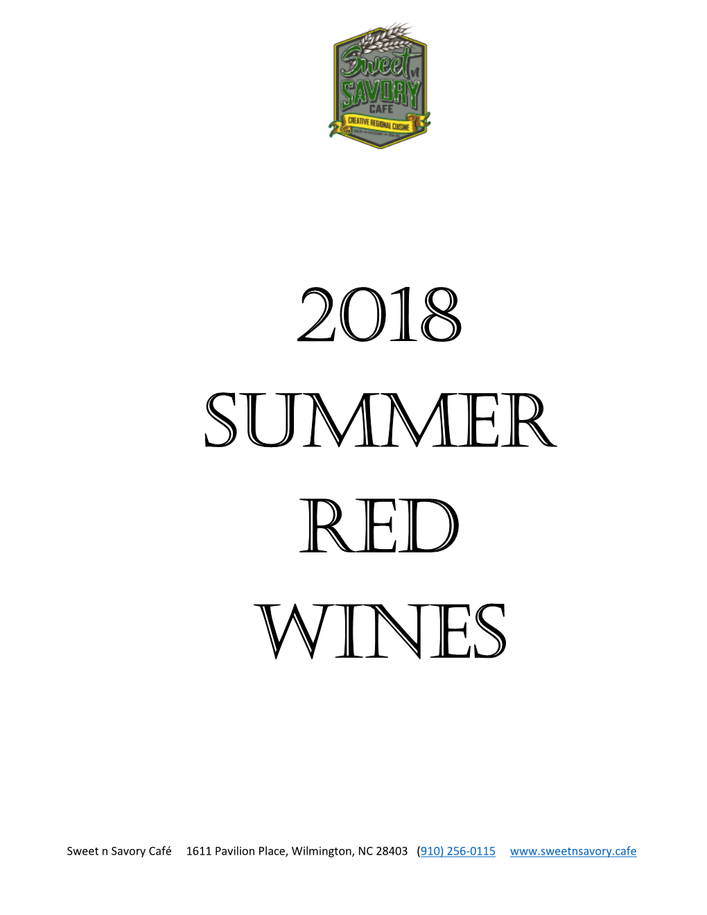 2018 SUMMER Red Wines