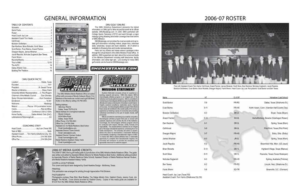 2006-07 Roster General Information