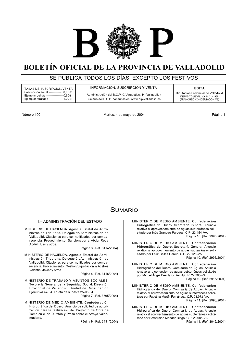 Boletín Oficial De La Provincia De Valladolid