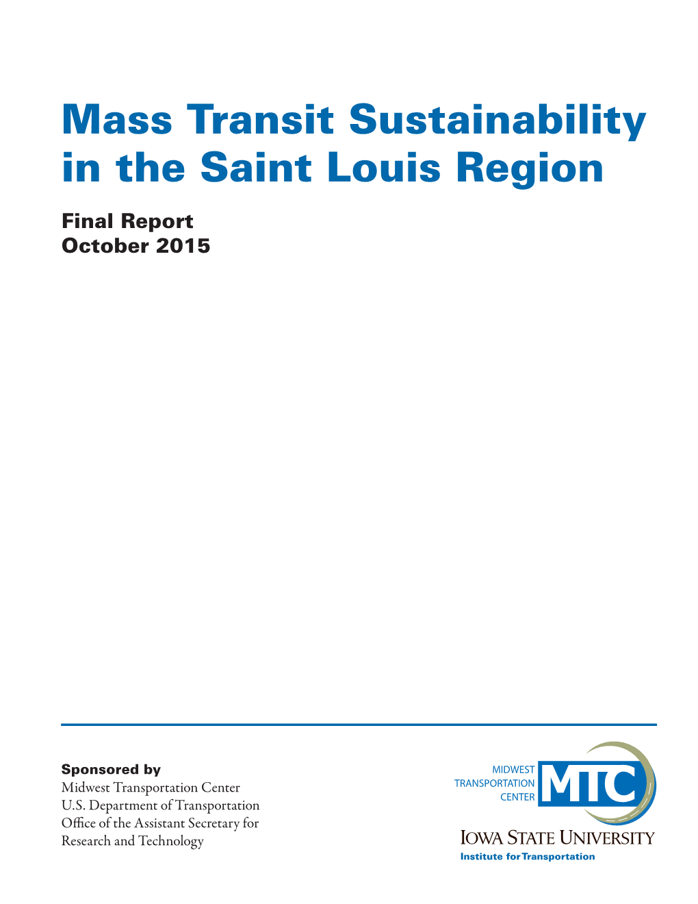 Mass Transit Sustainability in the Saint Louis Region Final Report