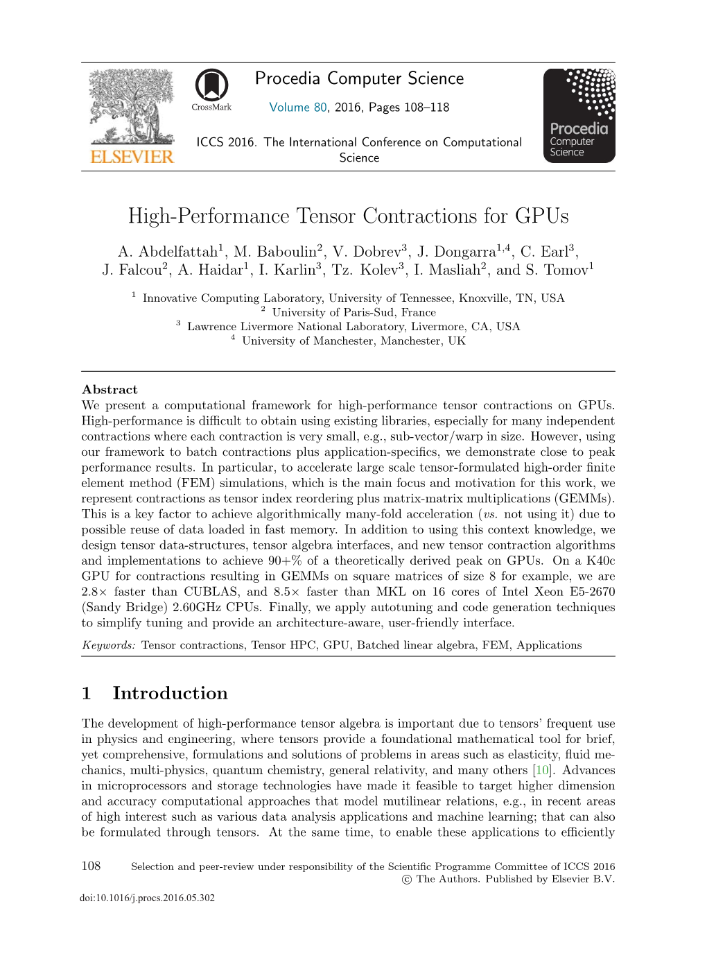 High-Performance Tensor Contractions for Gpus