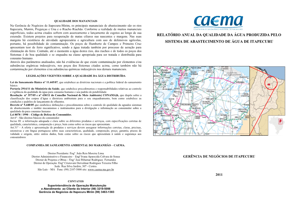 Relatório Anual Da Qualidade Da Água Distribuída Pelo