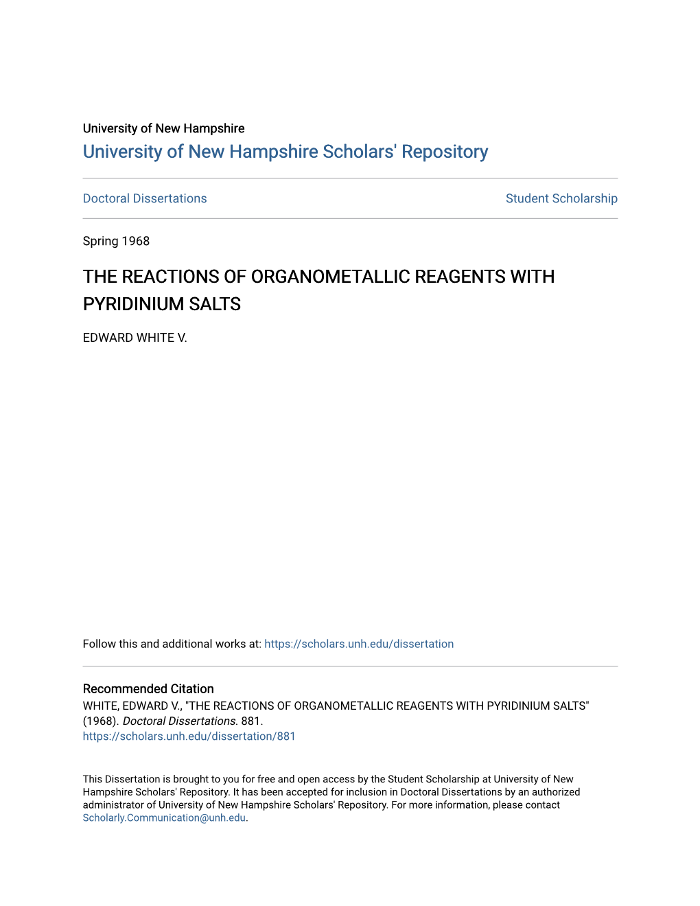 The Reactions of Organometallic Reagents with Pyridinium Salts