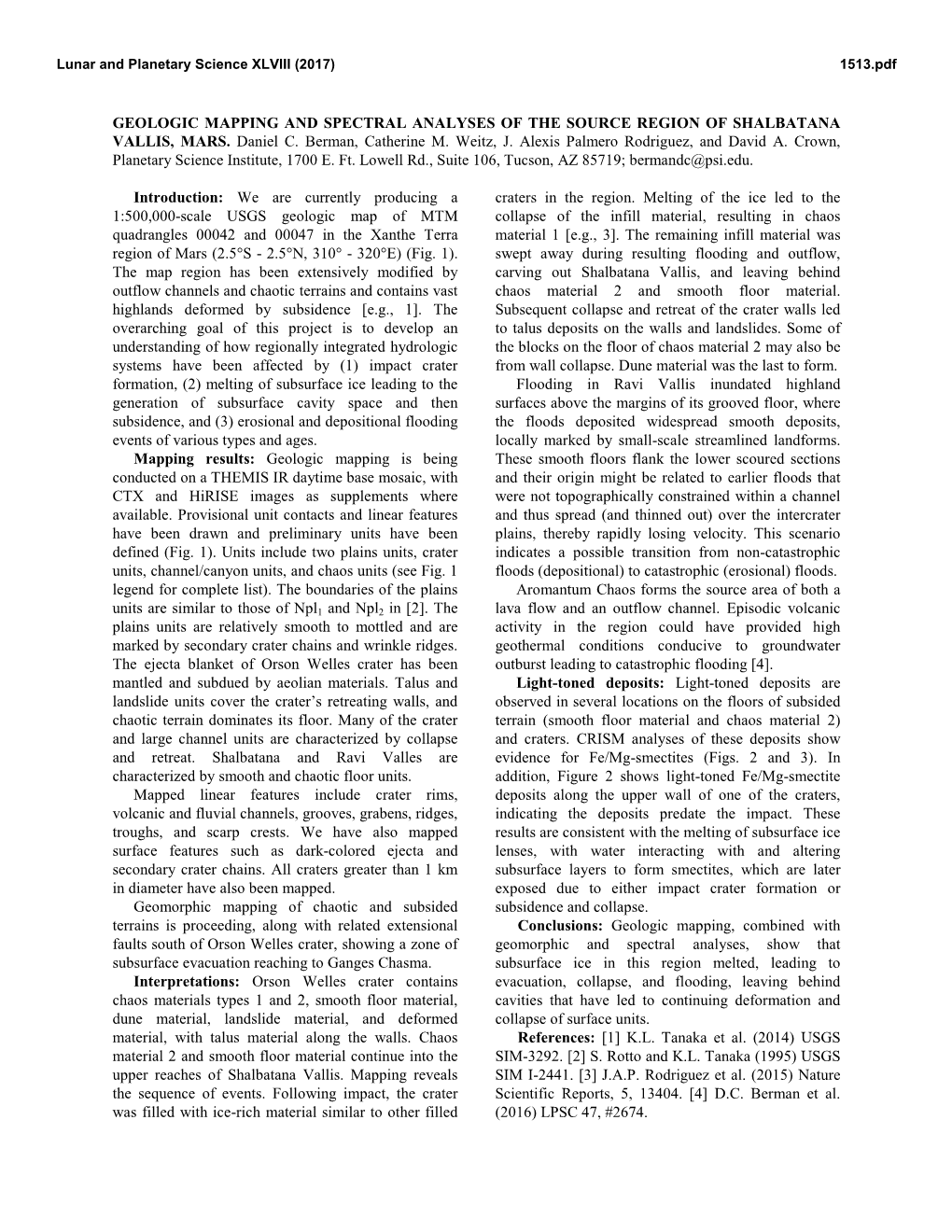 Geologic Mapping and Spectral Analyses of the Source Region of Shalbatana Vallis, Mars