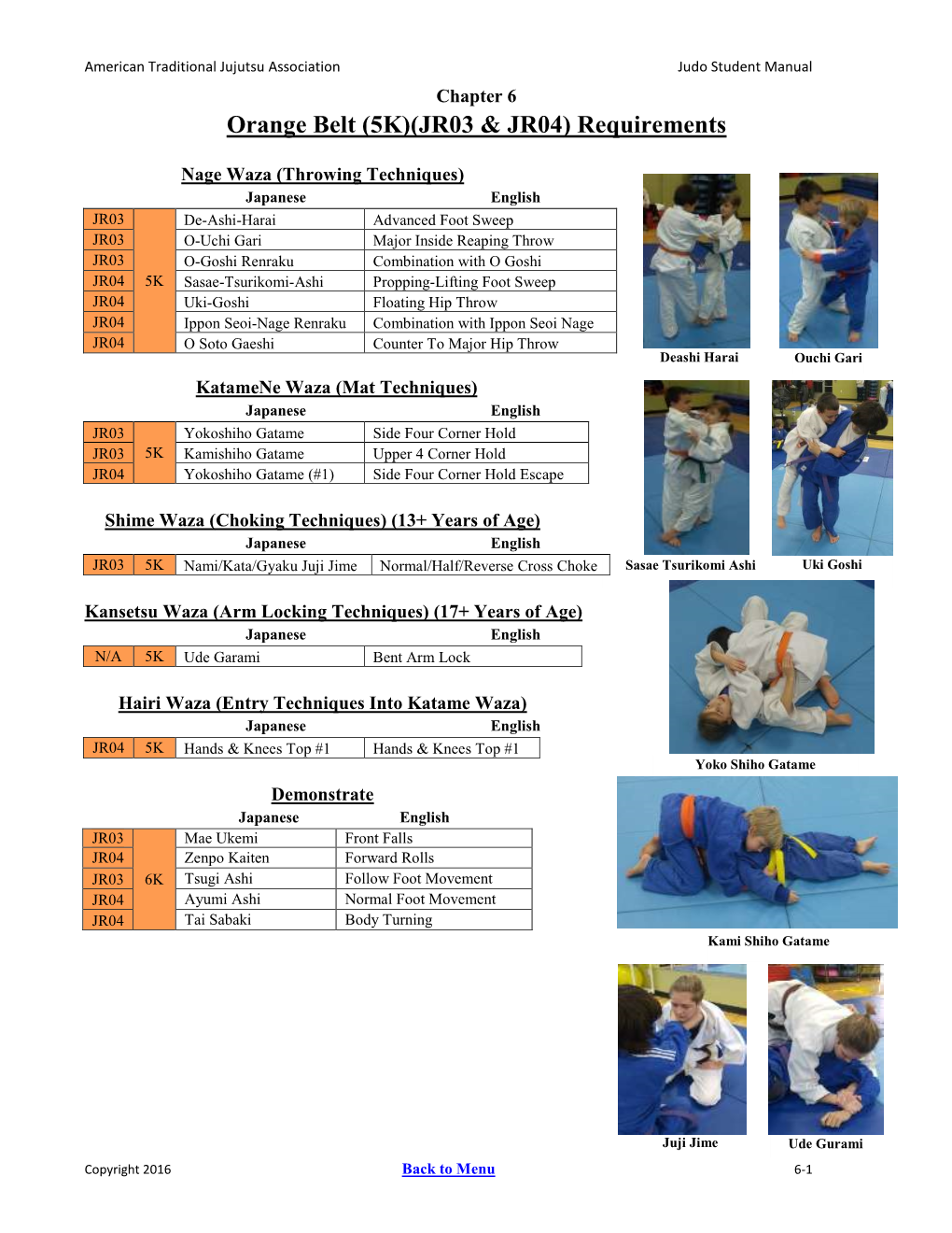 Orange Belt (5K)(JR03 & JR04) Requirements