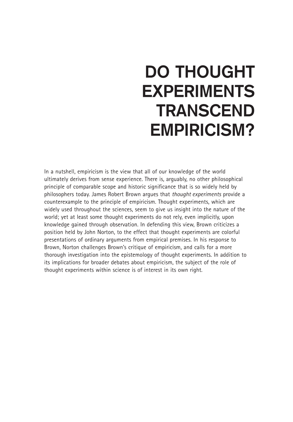 Do Thought Experiments Transcend Empiricism?