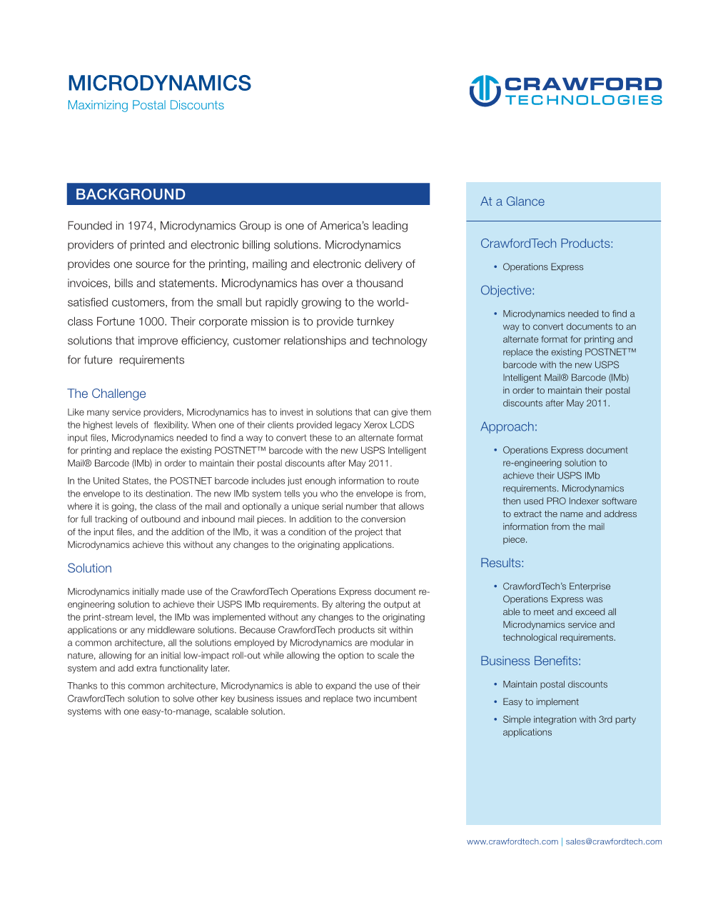 MICRODYNAMICS CRAWFORD Maximizing Postal Discounts