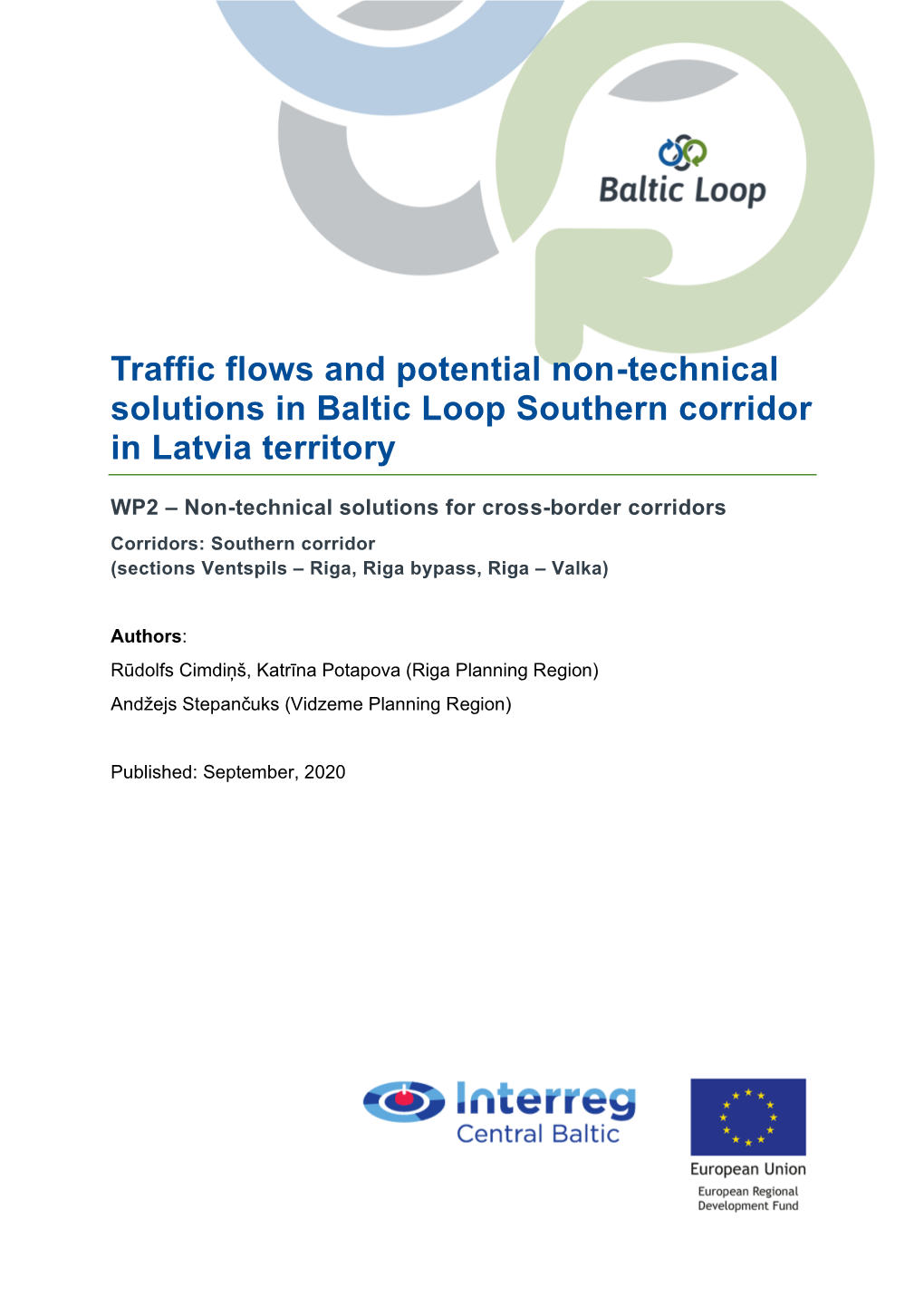 Traffic Flows and Potential Non-Technical Solutions in Baltic Loop Southern Corridor in Latvia Territory