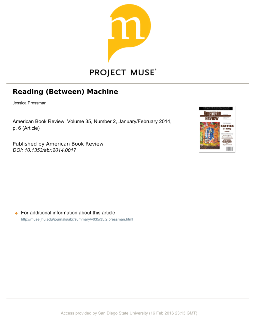 Reading (Between) Machine Jessica Pressman Register: the Playstation Wonderbook Version of Harry Potter, Wonderbook: Book of Spells (2012)