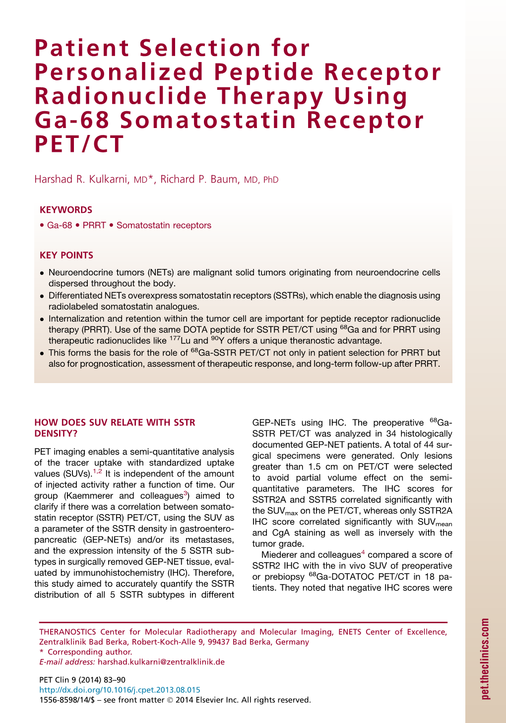 Patient Selection for PRRT Using DOTATATE