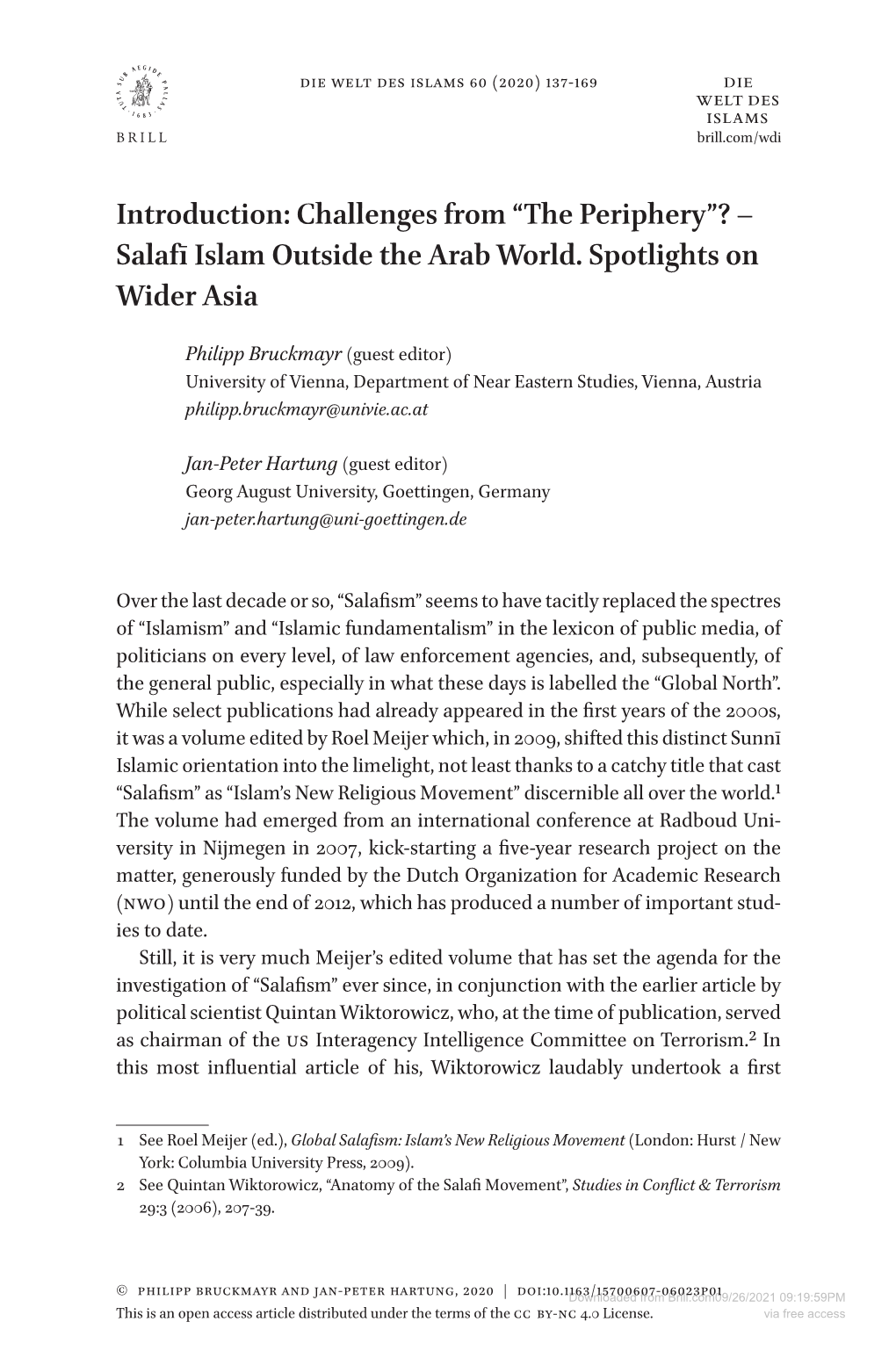 Salafī Islam Outside the Arab World. Spotlights on Wider Asia