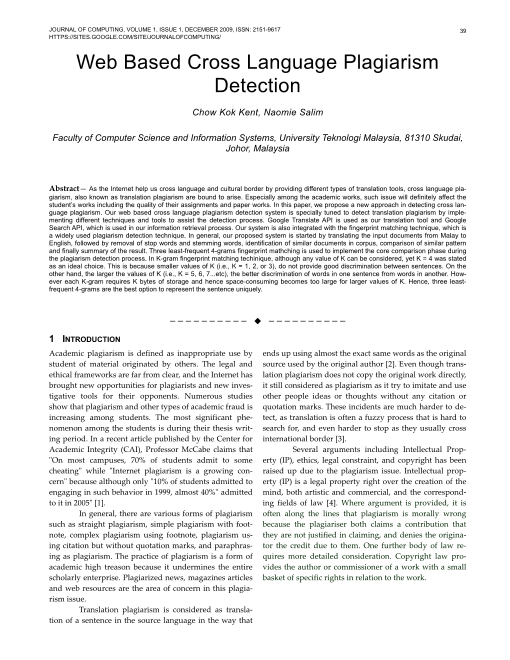 Web Based Cross Language Plagiarism Detection