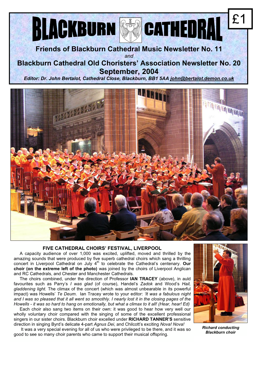Blackburn Cathedral Newsletter Sep 2004