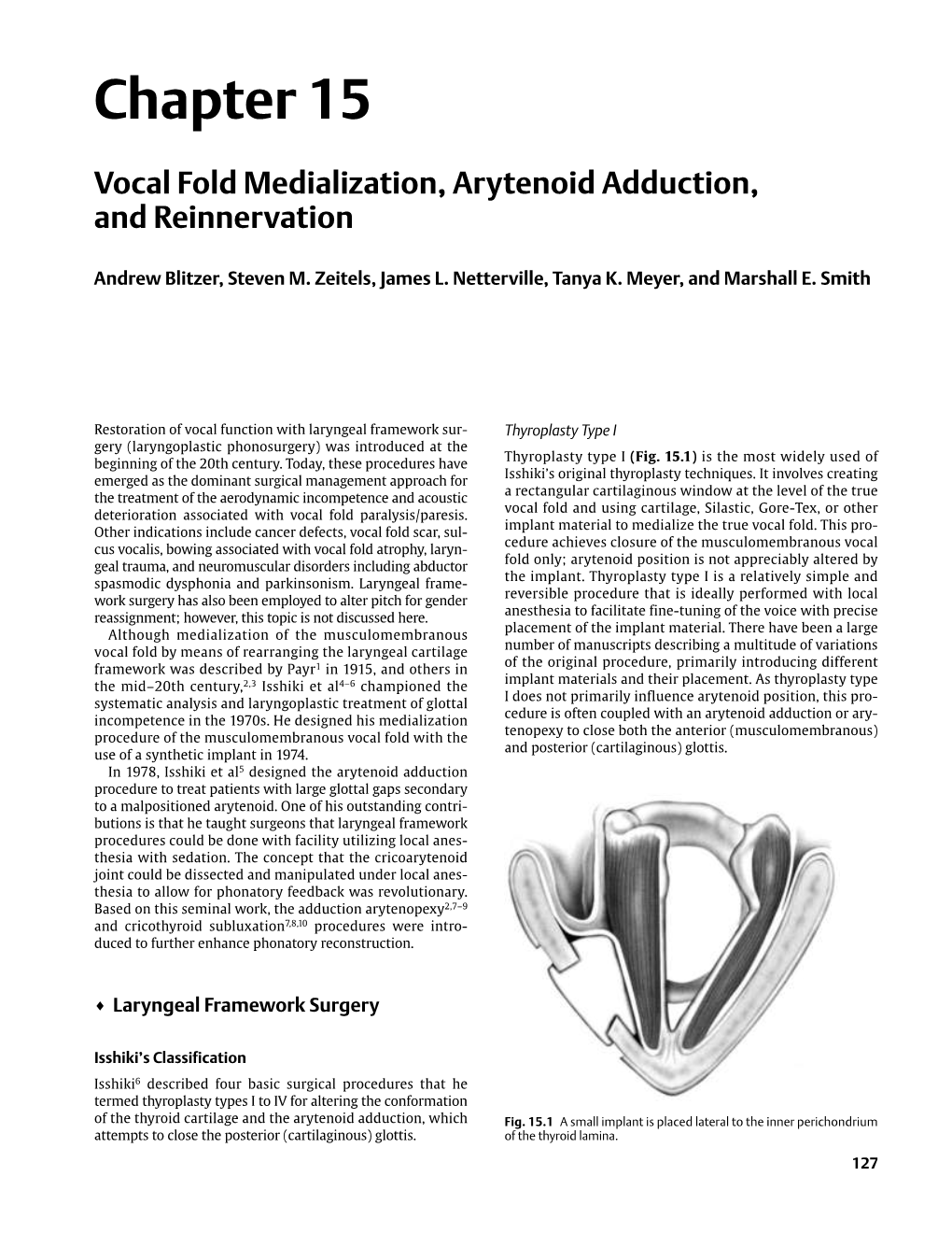 Chapter 15 Vocal Fold Medialization, Arytenoid Adduction, And