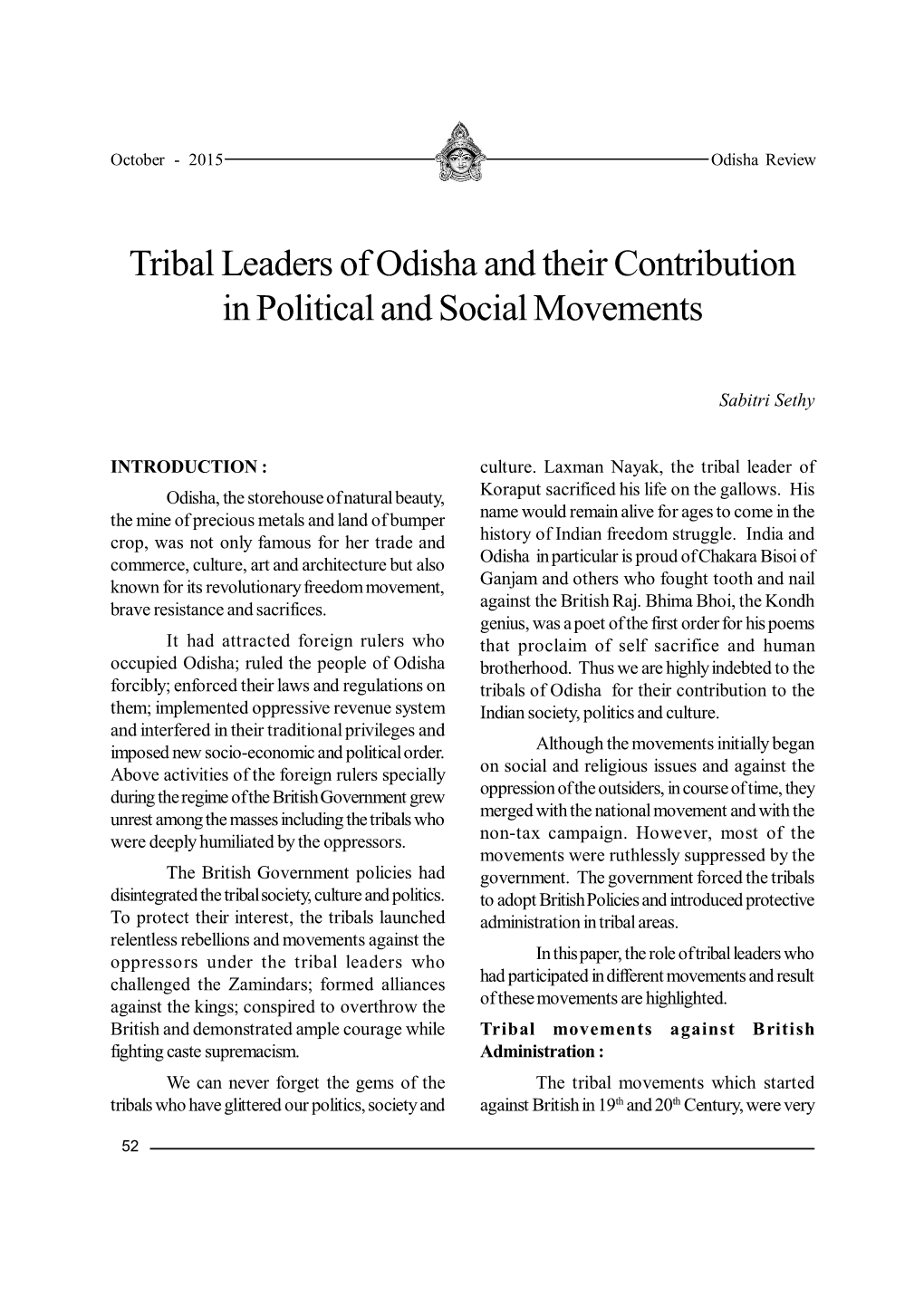 Tribal Leaders of Odisha and Their Contribution in Political and Social Movements