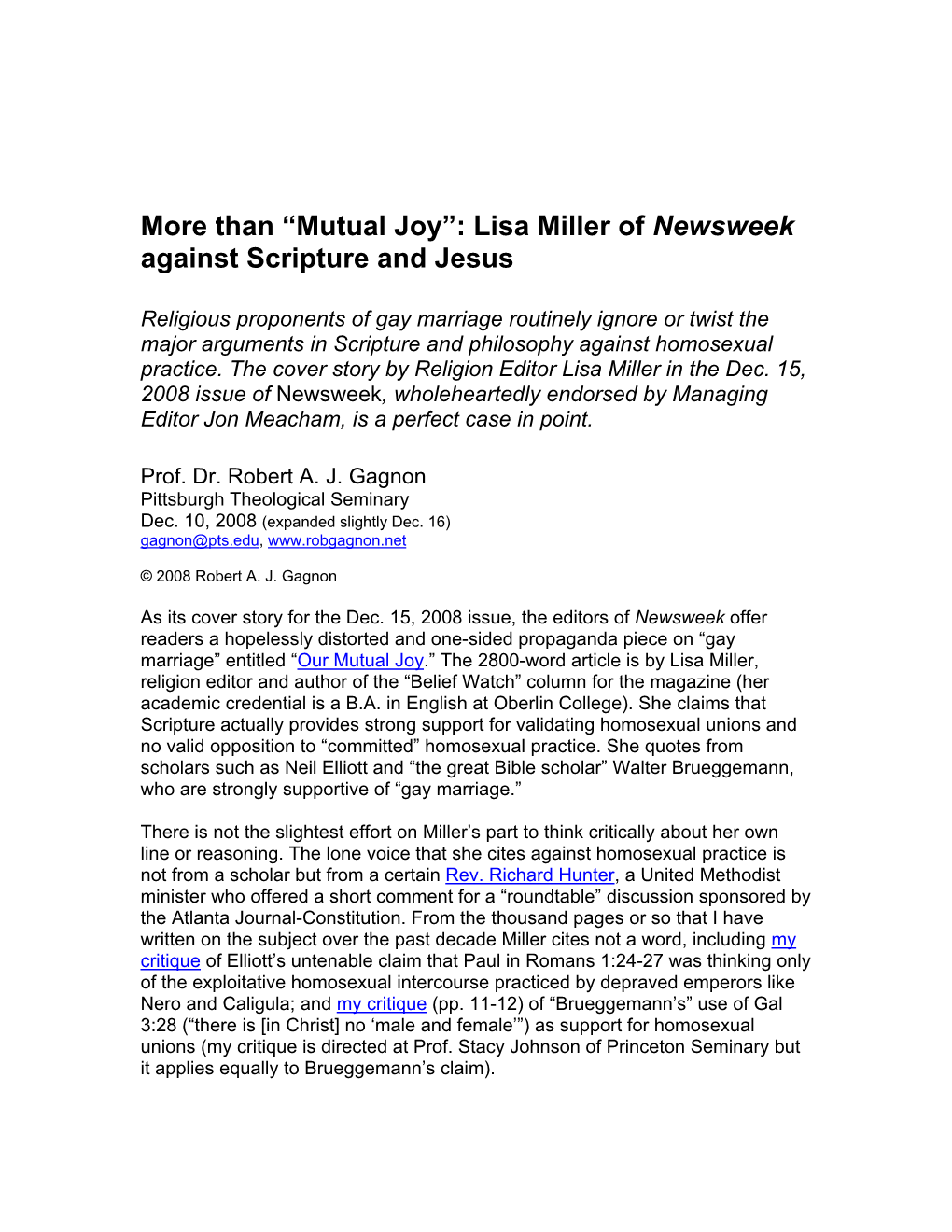 “Mutual Joy”: Lisa Miller of Newsweek Against Scripture and Jesus