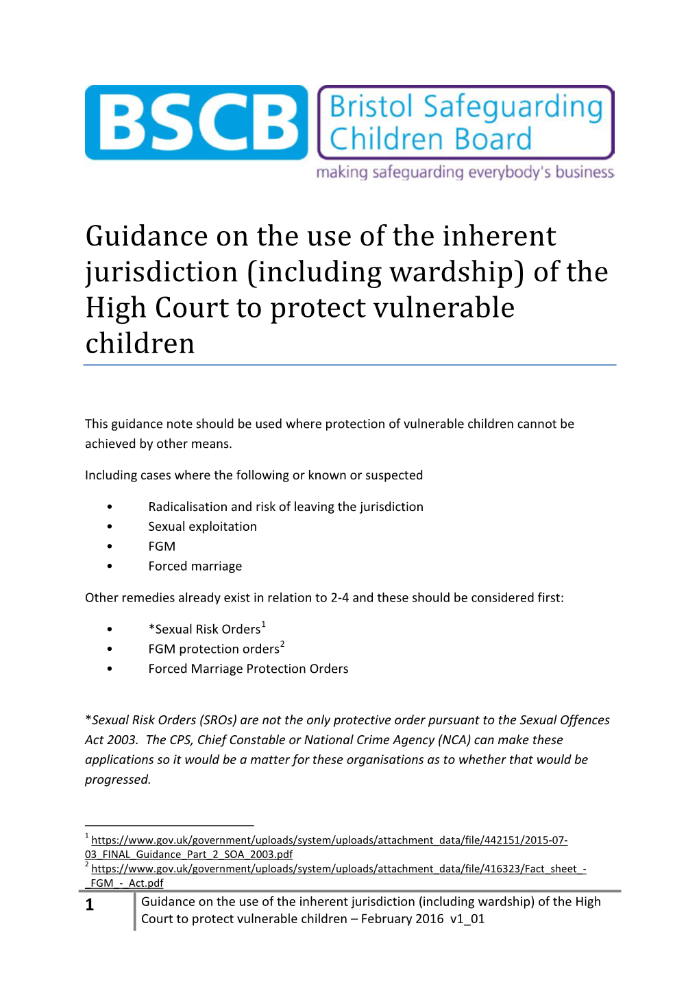 Guidance to Protect Vulnerable Children