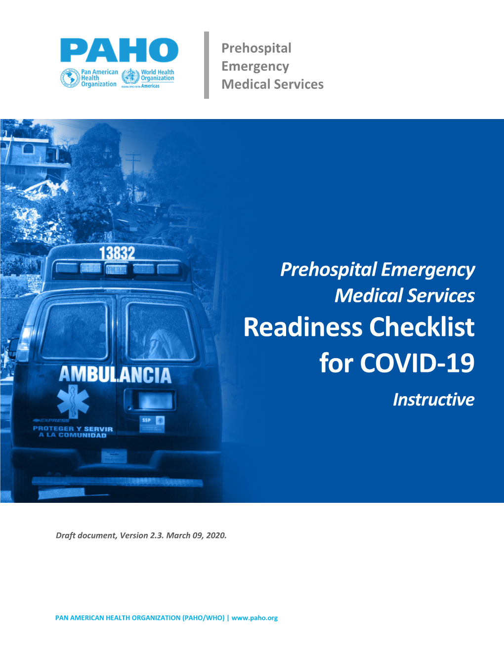 Prehospital Emergency Medical Services Readiness Checklist for COVID-19 Instructive