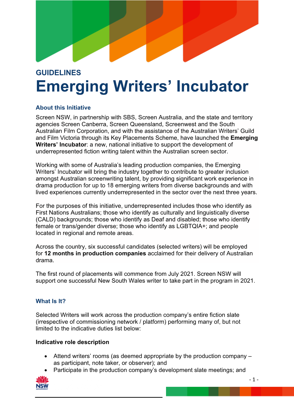 Emerging Writers' Incubator