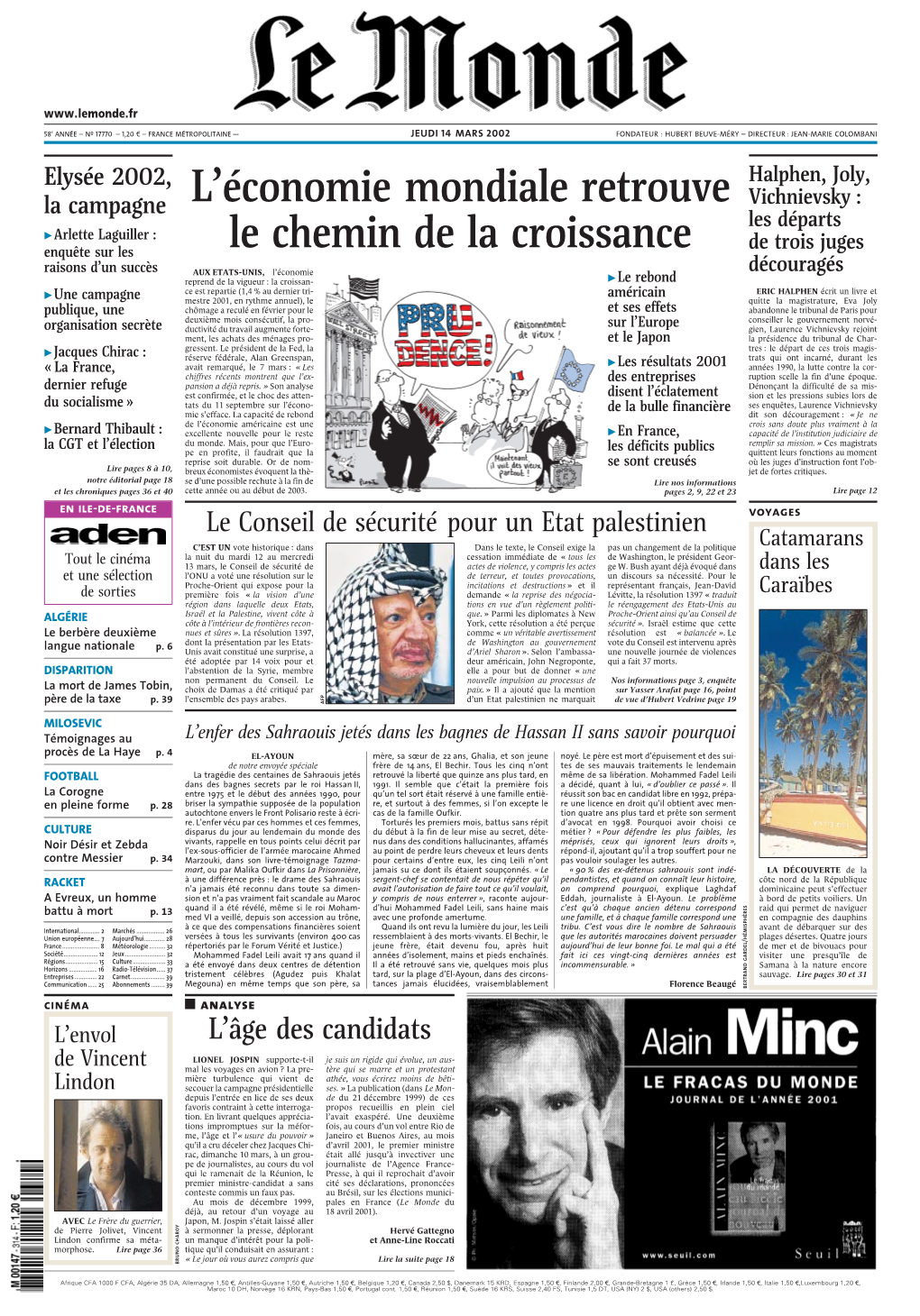 LE MONDE/PAGES&lt;UNE&gt;