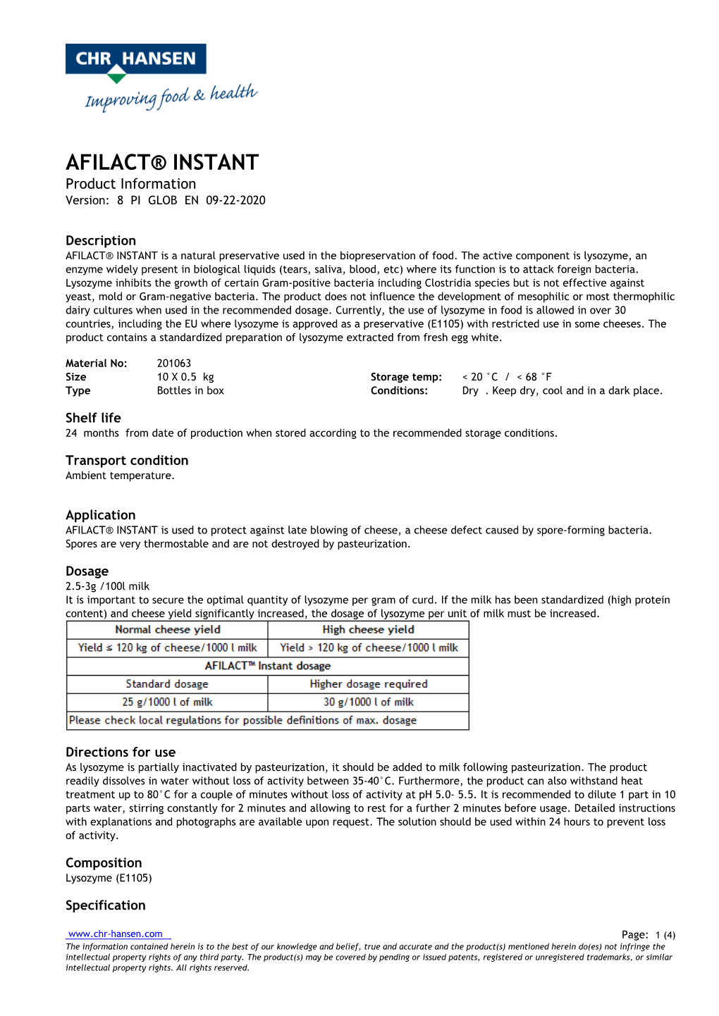 AFILACT® INSTANT Product Information Version: 8 PI GLOB EN 09-22-2020