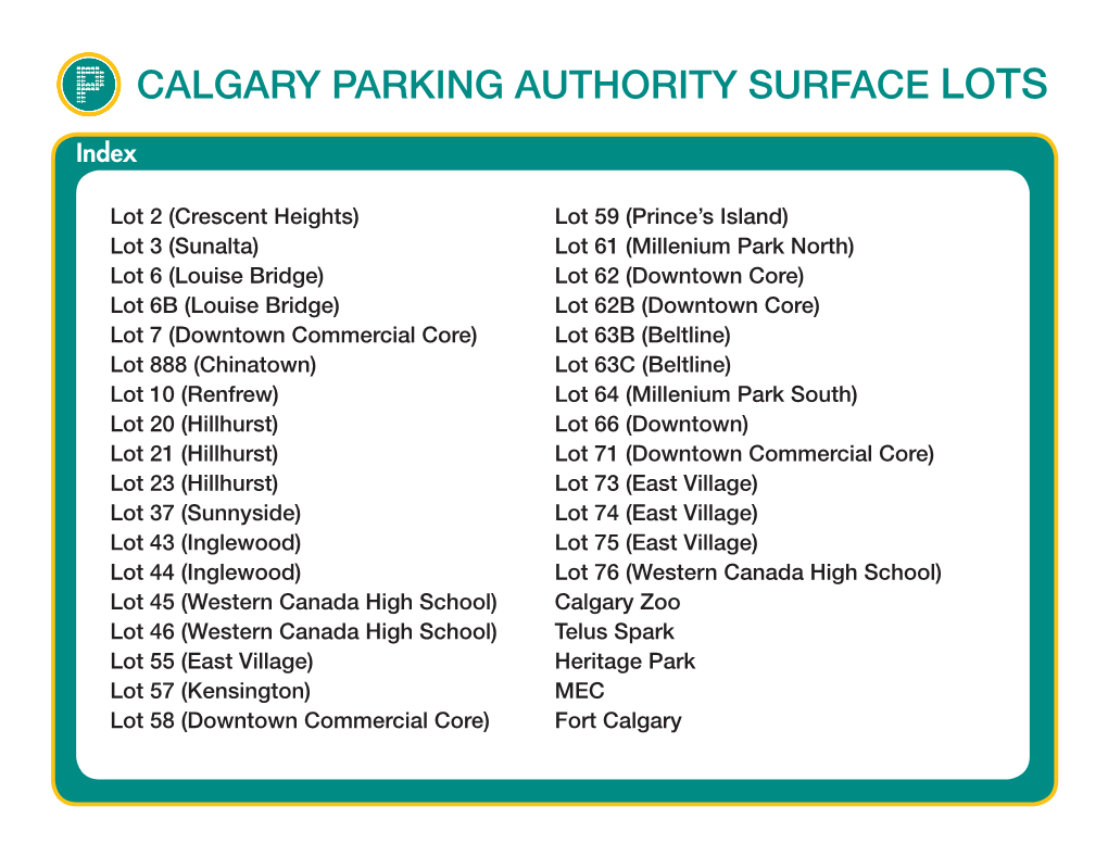 Calgary Parking Authority Surface Lots