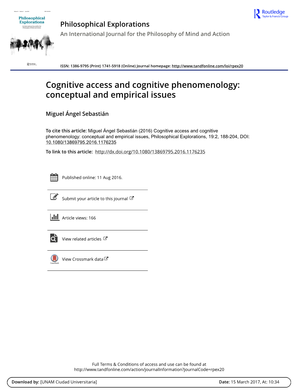 Cognitive Access and Cognitive Phenomenology: Conceptual and Empirical Issues