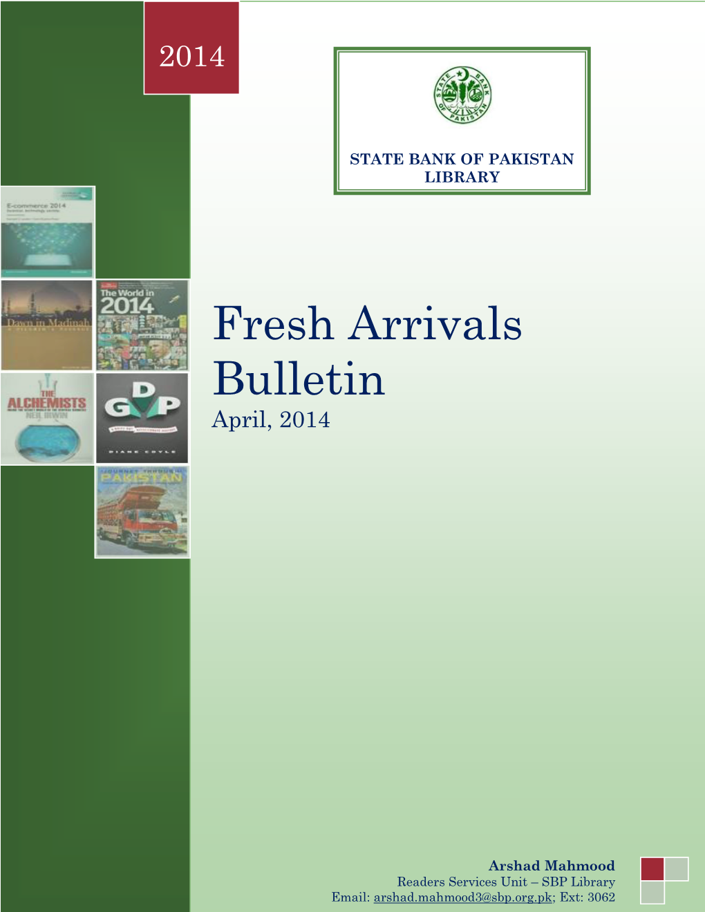 Fresh Arrivals Bulletin April, 2014