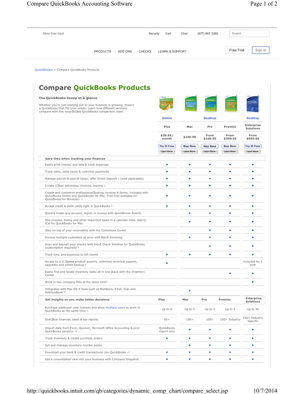 Compare€Quickbooks€Products