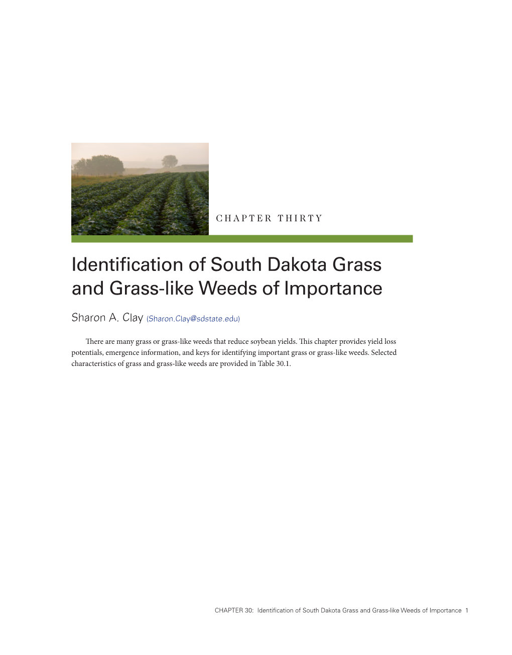 Identification of South Dakota Grass and Grass-Like Weeds of Importance