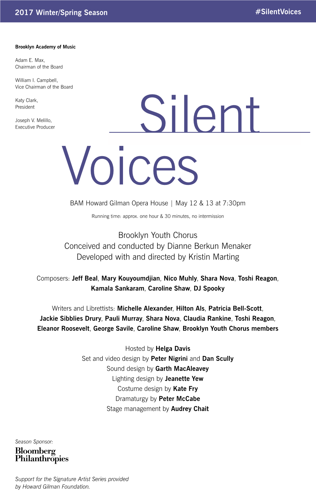 Silent Voices BAM Howard Gilman Opera House | May 12 & 13 at 7:30Pm