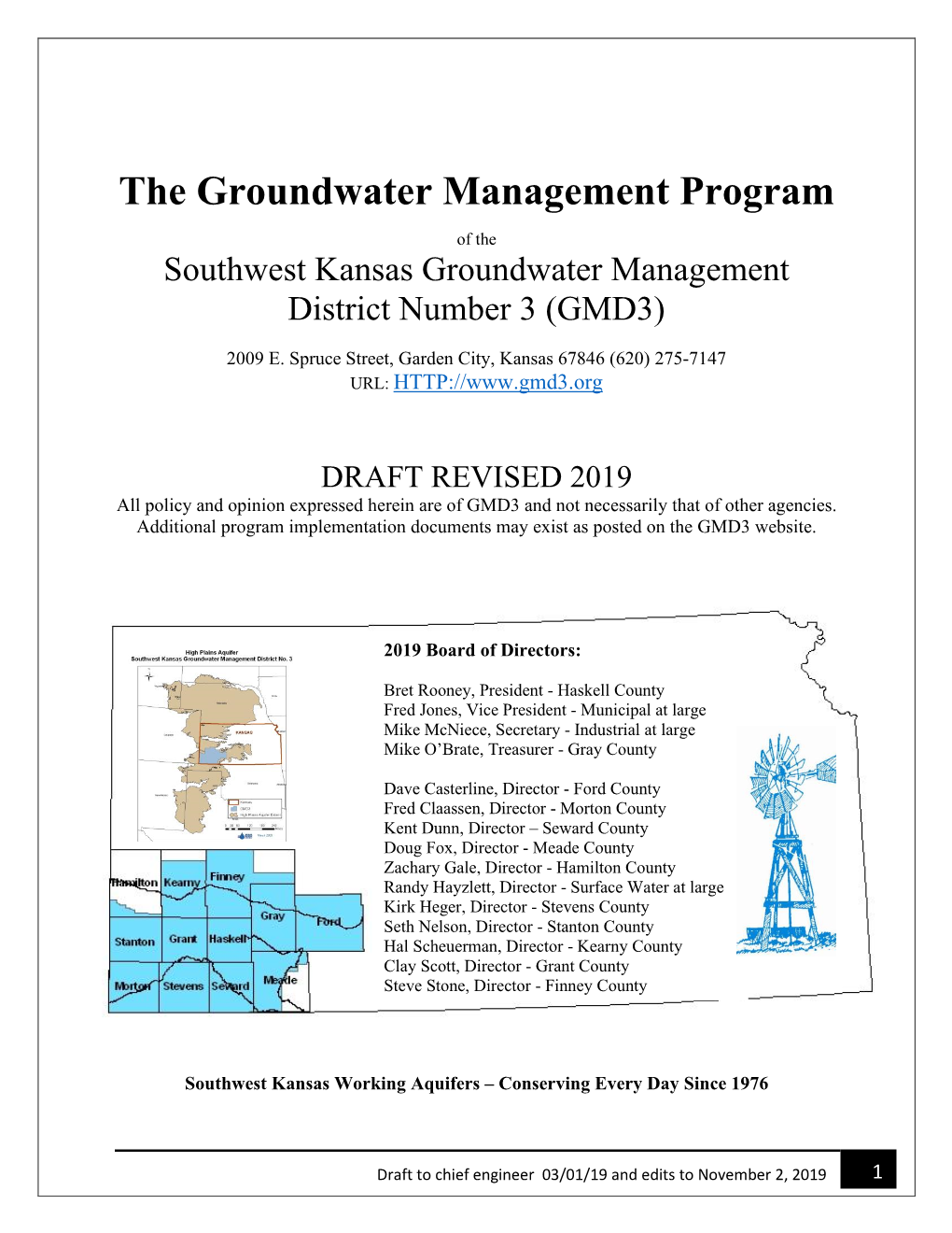 The Groundwater Management Program of the Southwest Kansas Groundwater Management District Number 3 (GMD3)