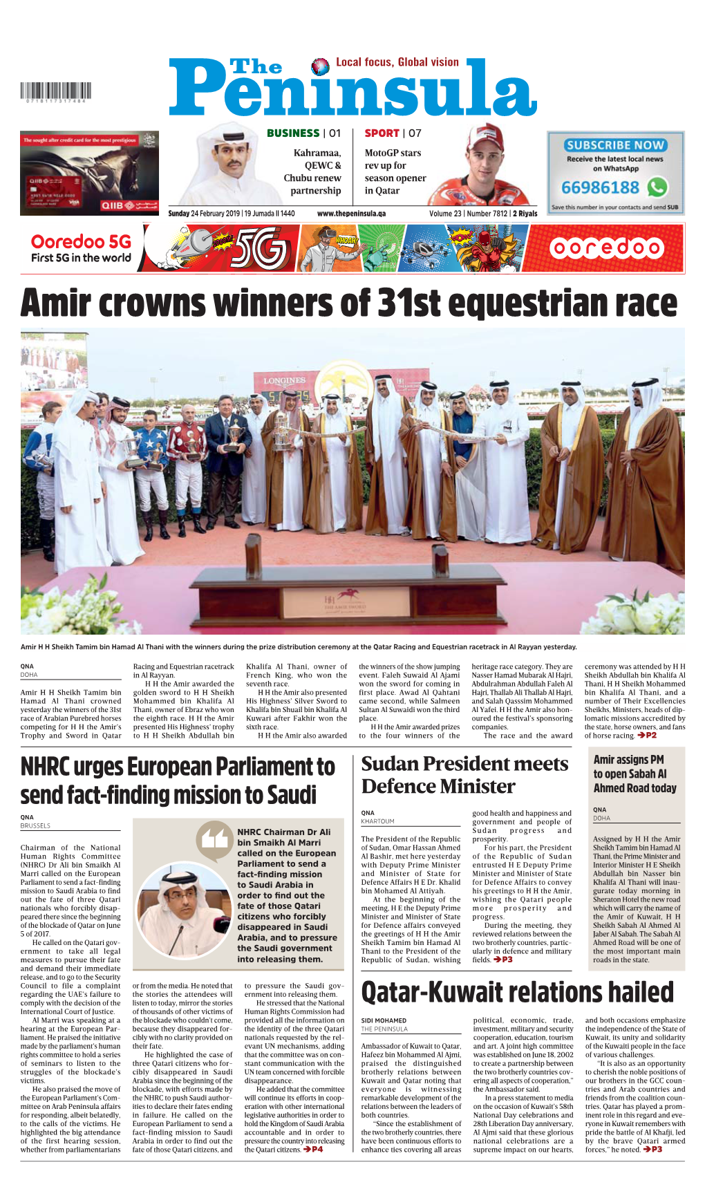 Amir Crowns Winners of 31St Equestrian Race