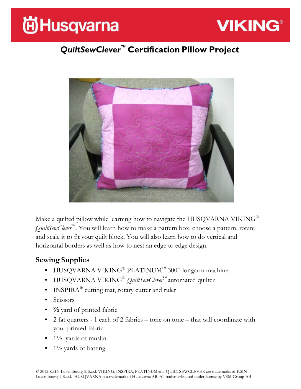 Quiltsewclever™ Certification Pillow Project