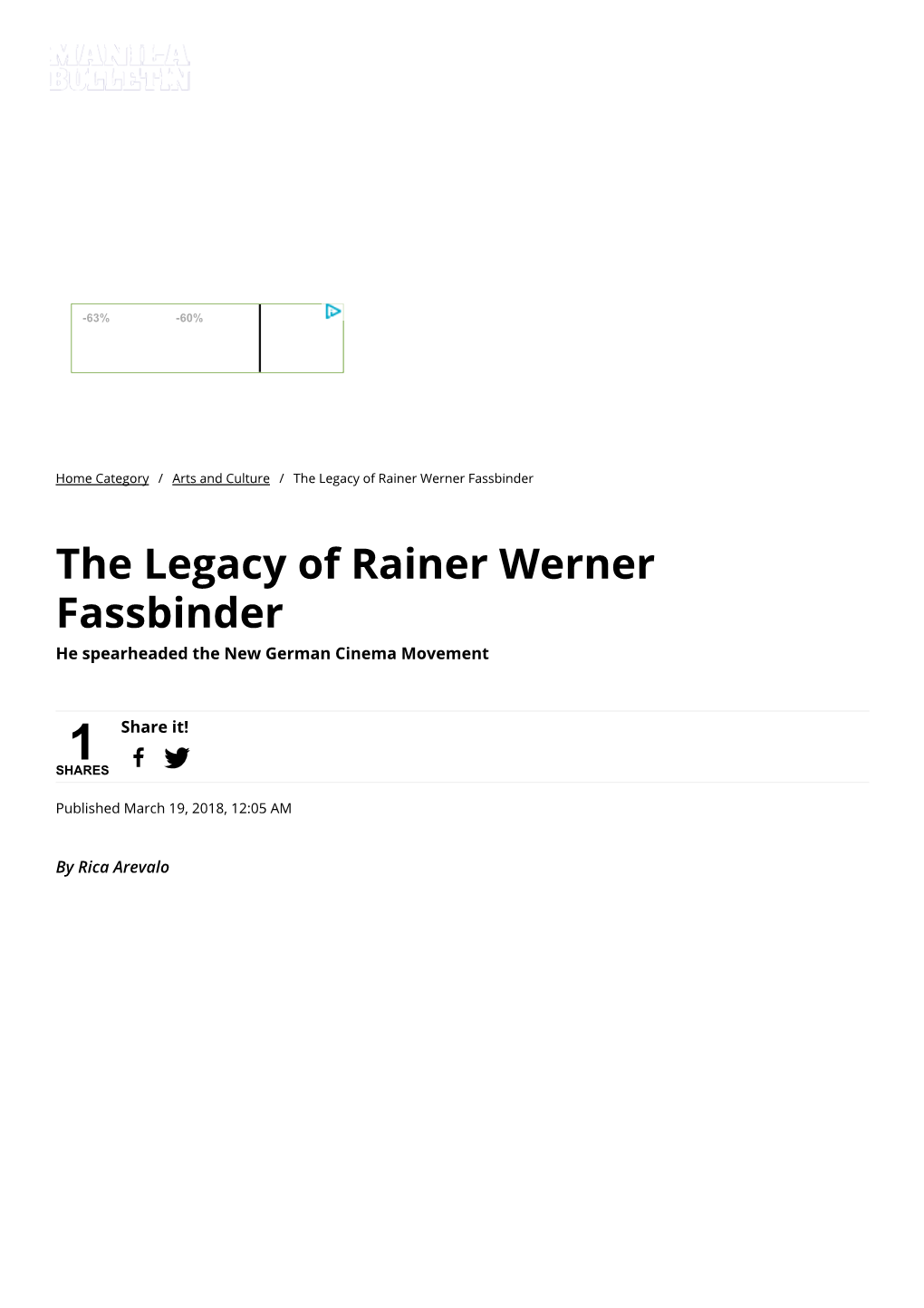 The Legacy of Rainer Werner Fassbinder