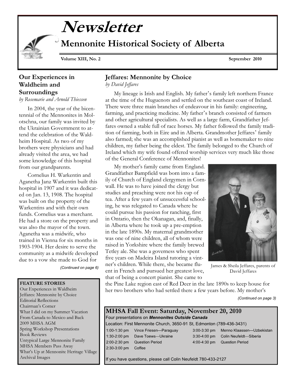 Newsletter No. 2 – September 2010 (PDF)