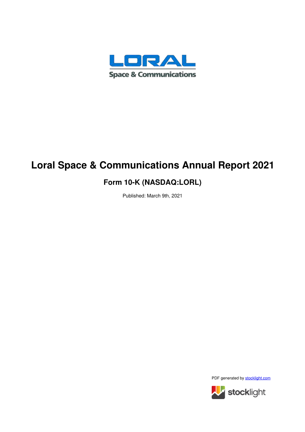 Loral Space & Communications Annual Report 2021