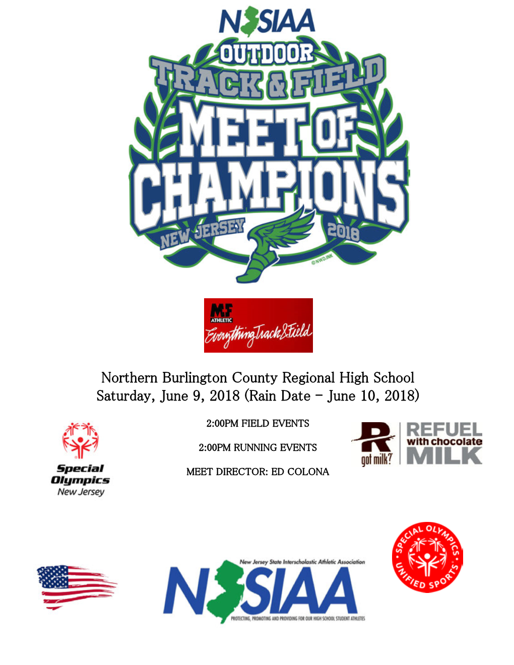 Northern Burlington County Regional High School Saturday, June 9, 2018 (Rain Date - June 10, 2018)
