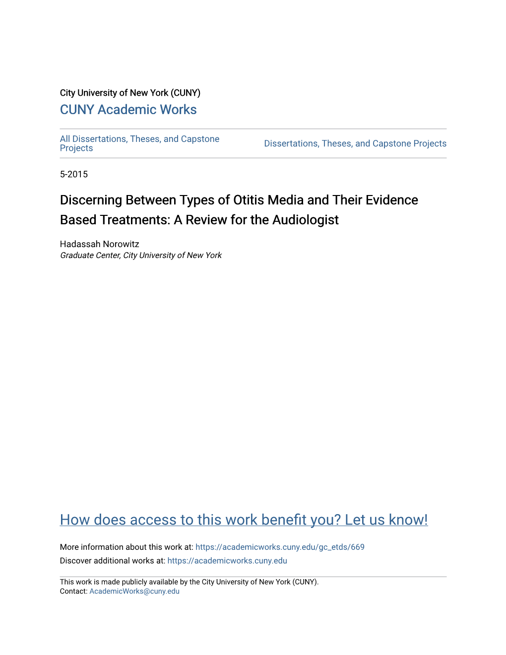 Discerning Between Types of Otitis Media and Their Evidence Based Treatments: a Review for the Audiologist