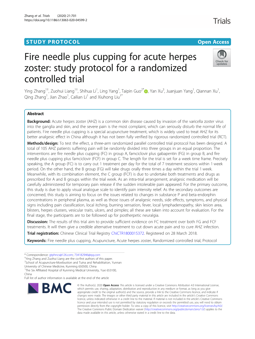 Fire Needle Plus Cupping for Acute Herpes Zoster