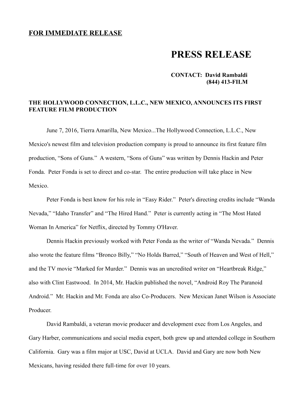 Press Release