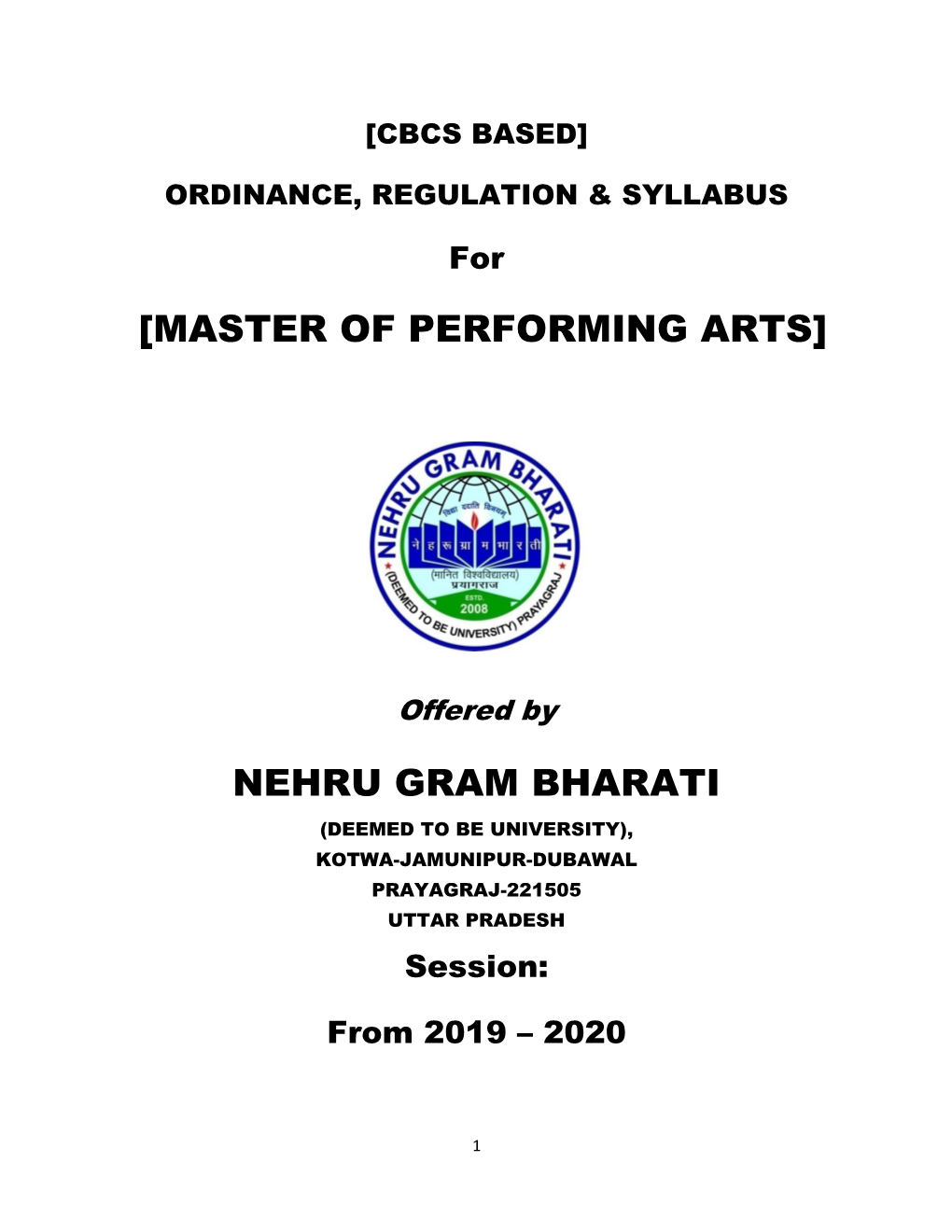 [Master of Performing Arts] Nehru Gram Bharati