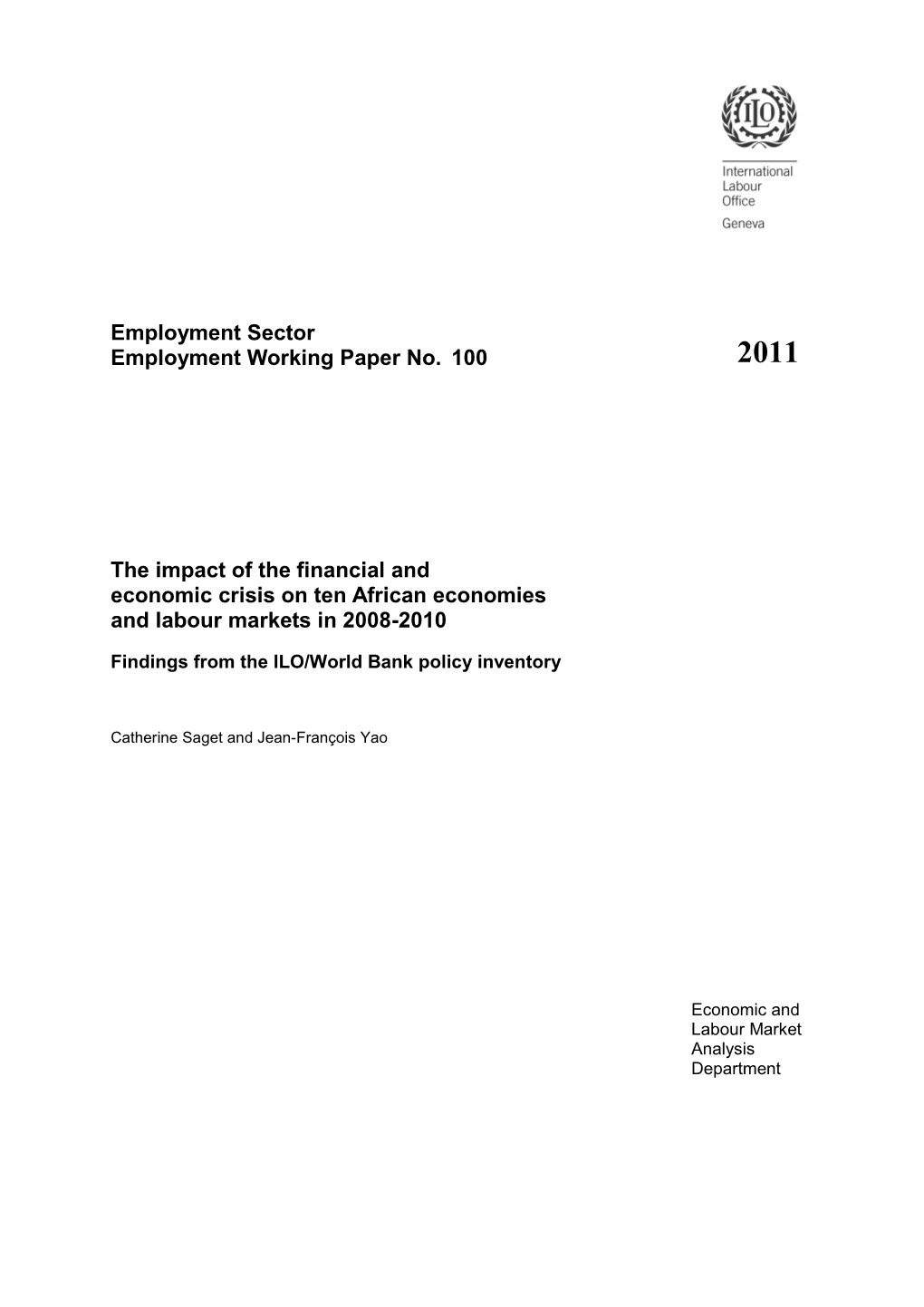 Employment Sector Employment Working Paper No