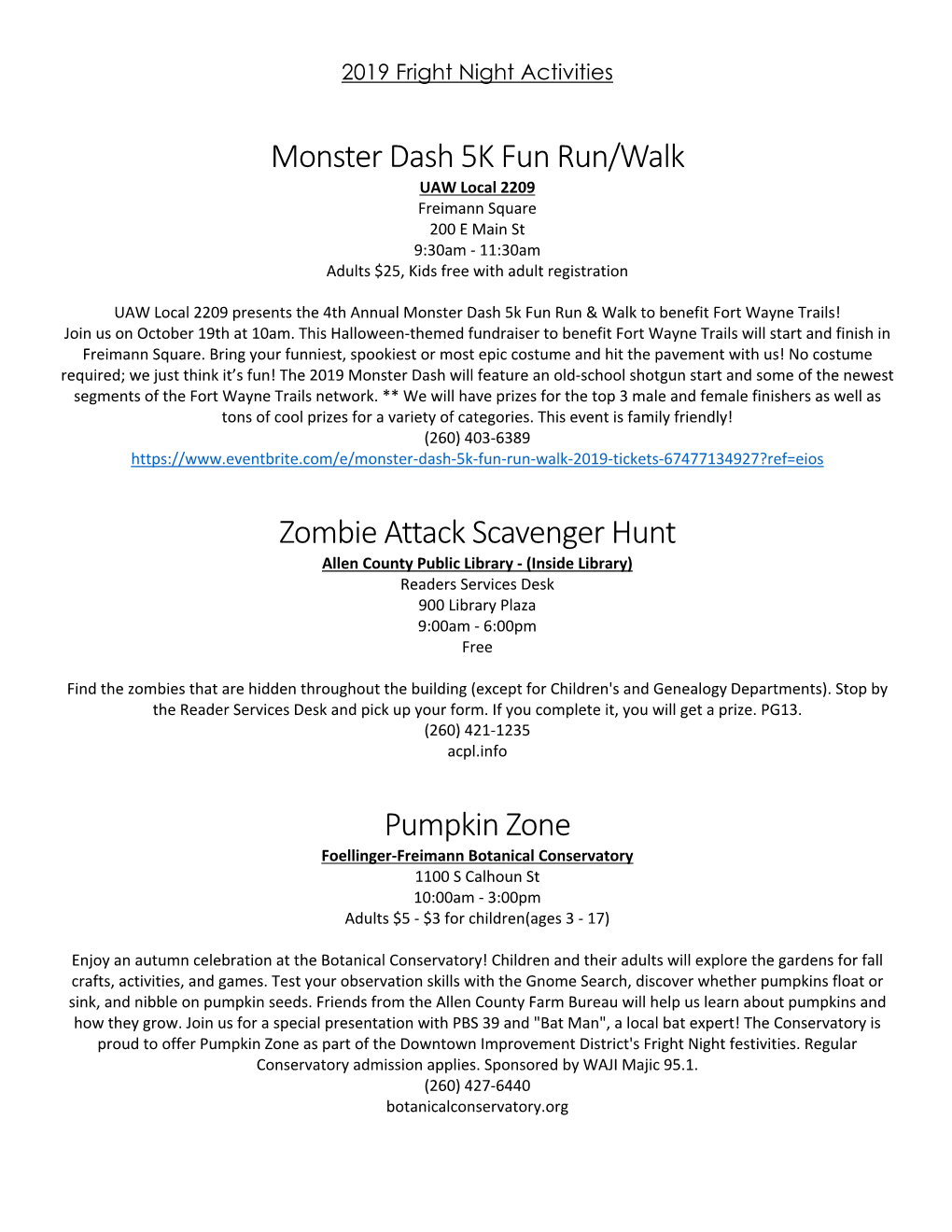 Monster Dash 5K Fun Run/Walk Zombie Attack Scavenger Hunt