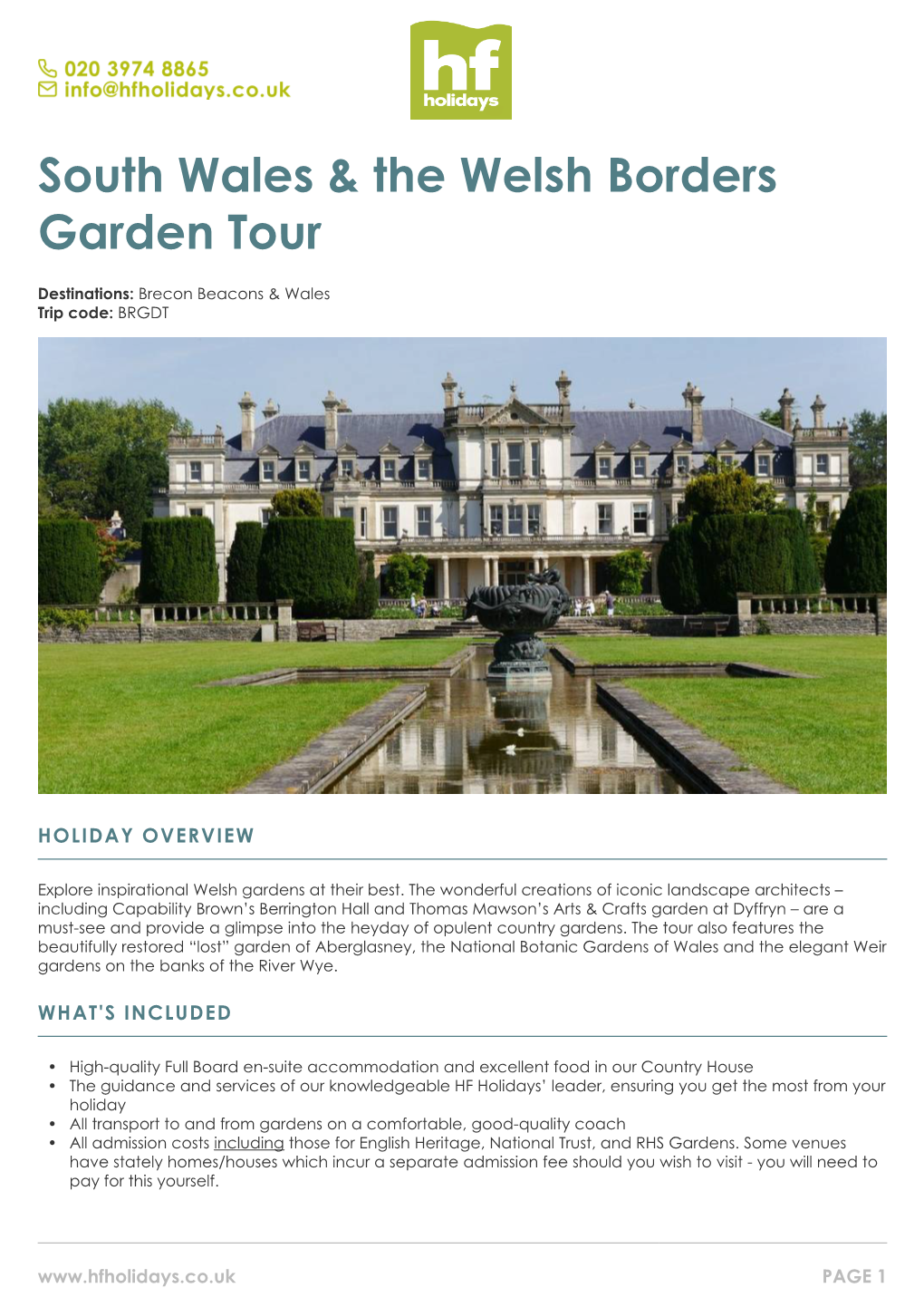 South Wales & the Welsh Borders Garden Tour