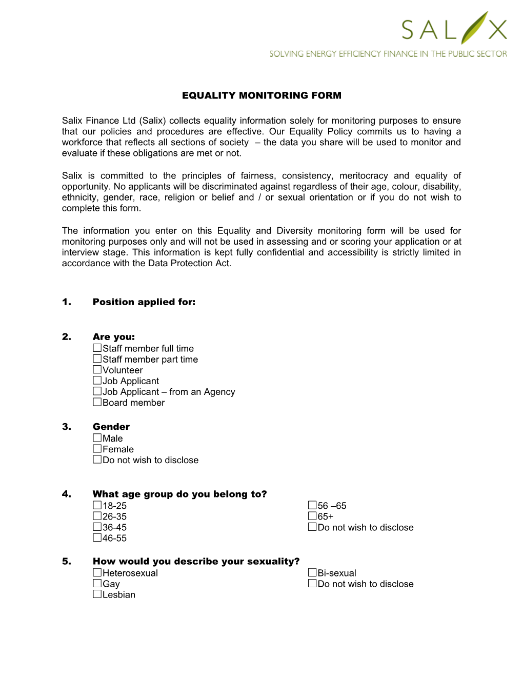 Booktrust Equality Monitoring Form