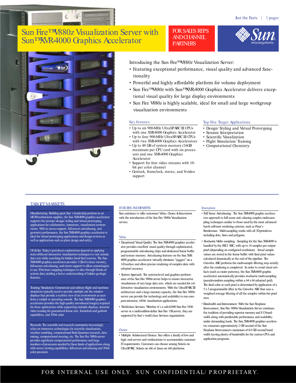 Sun Fire™ V880z Visualization Server with Sun™ XVR-4000 Graphics