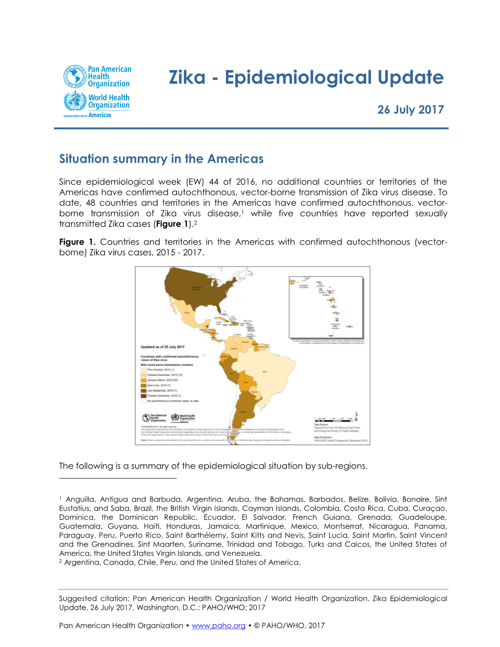 Zika - Epidemiological Update