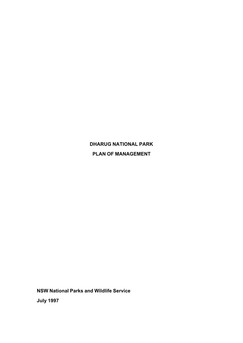 Dharug National Park Plan of Managementdownload