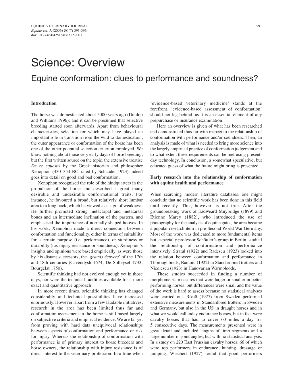 Equine Conformation: Clues to Performance and Soundness?